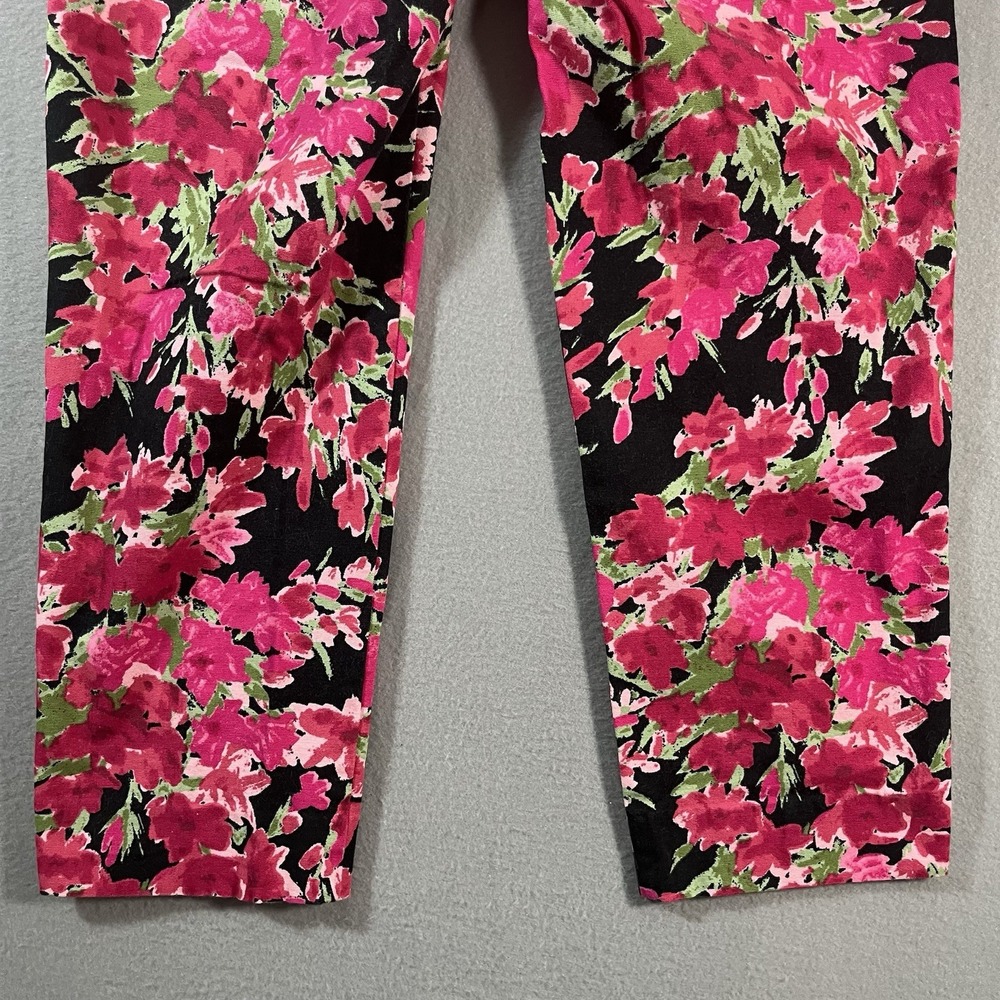 Talbots Ankle Pants Womens‎ Heritage Size 6 Curvy Black Floral Denim Pink Black - Picture 9 of 12